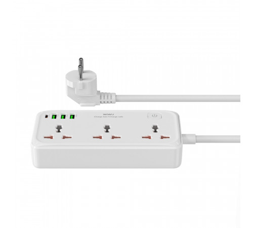 Мережевий подовжувач WIWU 30W Cube Multiple Function GaN Power Strip 1C3A+3 sockets Wi-S005 EU White (6977703654196)