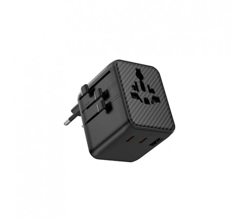 Мережевий фільтр WIWU 25W Warrior GaN Universal Adapter 2C1A Wi-UA011 Black (6977703656626)