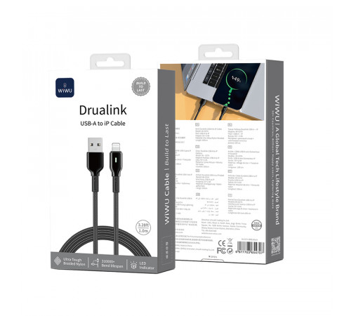 Кабель WIWU 12W Duralink Series Nylon Braided Cable Wi-C074 A-L 1M (6977703654707)