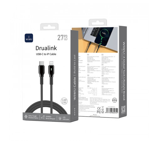 Кабель WIWU 27W Duralink Series Nylon Braided Cable Wi-C076 C-L 1M (6977703654721)