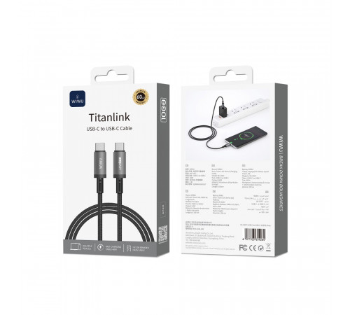 Кабель WIWU 60W Titanlink Series Charging Cable 
1M Wi-C057 C-C (6977703654264)
