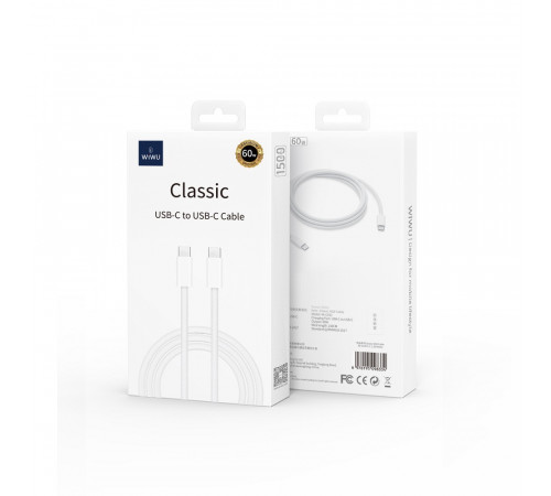 Кабель WIWU Classic 60W Braided Charging Кабель WIWU Cable
Wi-C032 C-C (6976195098334)