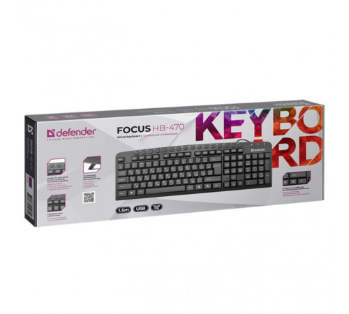 Клавіатура дротова DEFENDER Focus HB-470 (з Eng, UA, Ru розкладками)