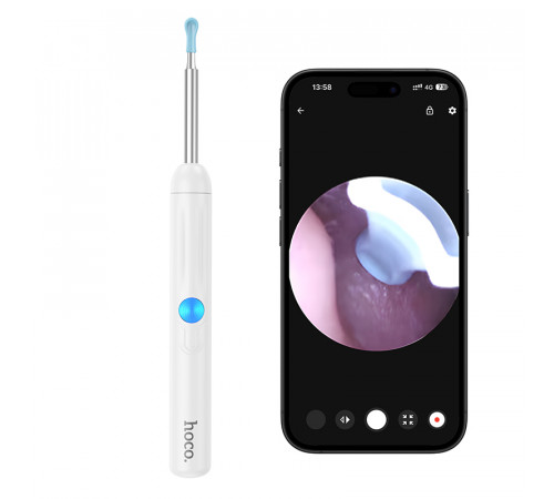 Інструмент для чищення вух з камерою HOCO HP65 130 mAh Ears cleaning tool with camera White (6942007672733)