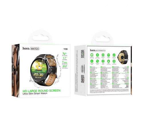 Смарт-годинник HOCO Y39 43mm. 280 mAh. IP67 Smart watch(call version) Black (6942007673259)