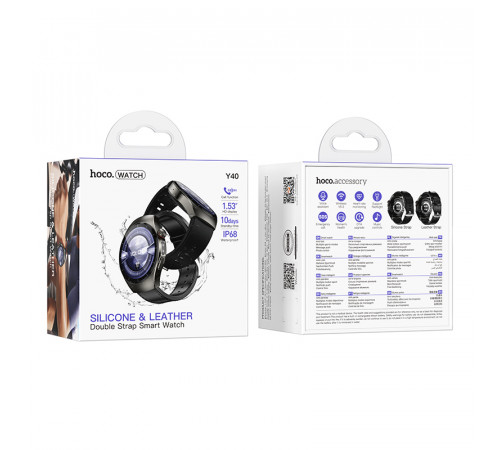 Смарт-годинник HOCO Y40 38mm. 315 mAh. IP67  Smart watch(call version) Black (6942007672078)