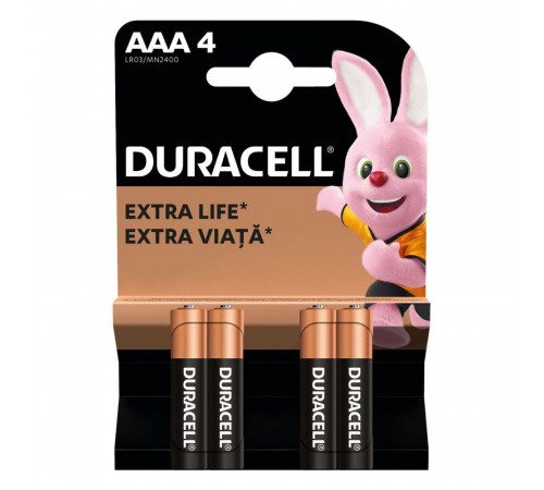 Батарейка Duracell Basic LR3/AAA (4шт) (5000394127326)