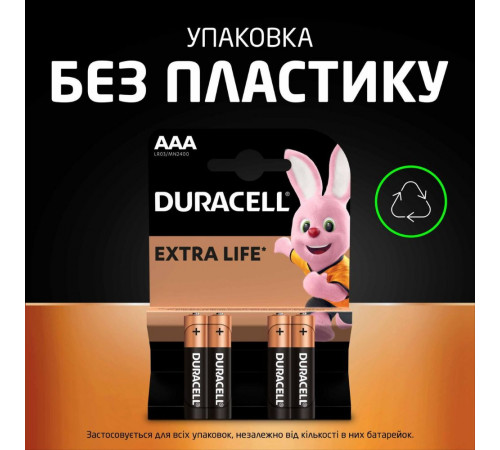 Батарейка Duracell Basic LR3/AAA (4шт) (5000394127326)