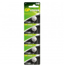 Батарейка GP CR1620 Lithium (5шт) (4891199063886)