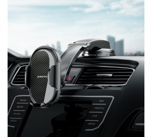 Автотримач для телефона BOROFONE BH73 Charm press type center console car holder Black (6974443386318)