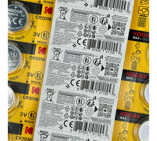 Батарейка Kodak Max Lithium CR2016 3V (5шт.)