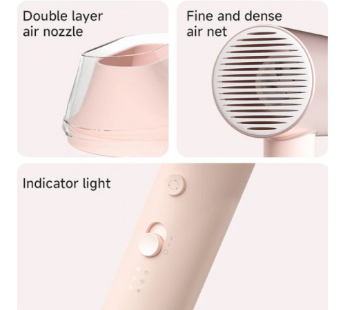 Фен Xiaomi Doco negative ion hair dryer soft and fast dry hair care Pink (Китайська вилка) (AN002P)