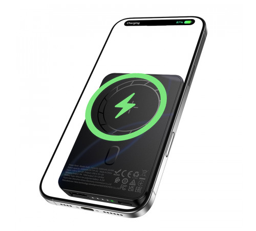 Зовнішній акумулятор BOROFONE BJ82 Dawn magnetic power bank(5000mAh) Black (6941991124792)