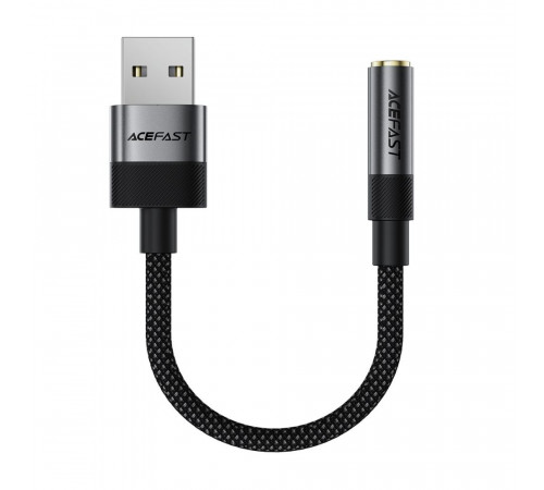 Аудіокабель ACEFAST J13 USB-A to 3.5mm female, nylon braid, 0.15m, Black (6974316285298)
