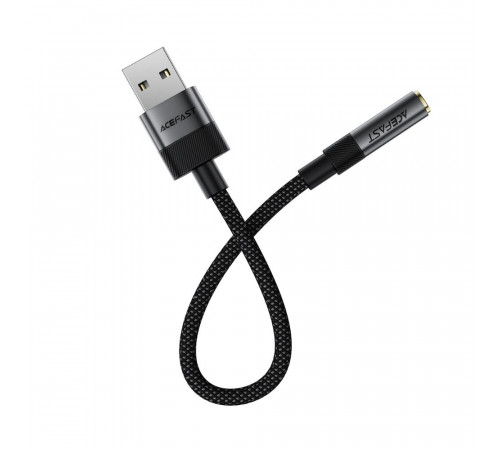 Аудіокабель ACEFAST J13 USB-A to 3.5mm female, nylon braid, 0.15m, Black (6974316285298)