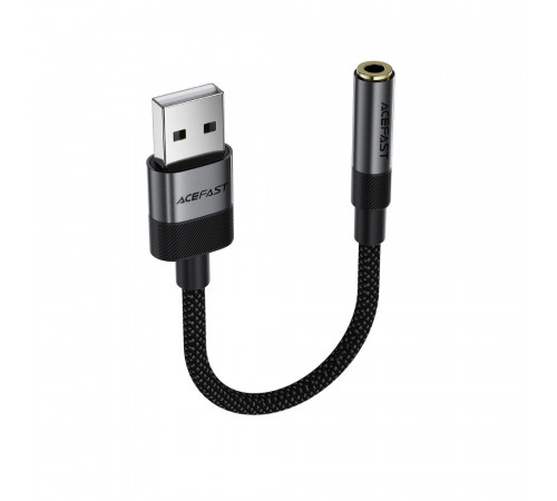 Аудіокабель ACEFAST J13 USB-A to 3.5mm female, nylon braid, 0.15m, Black (6974316285298)