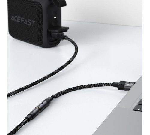 Аудіокабель ACEFAST J13 USB-A to 3.5mm female, nylon braid, 0.15m, Black (6974316285298)