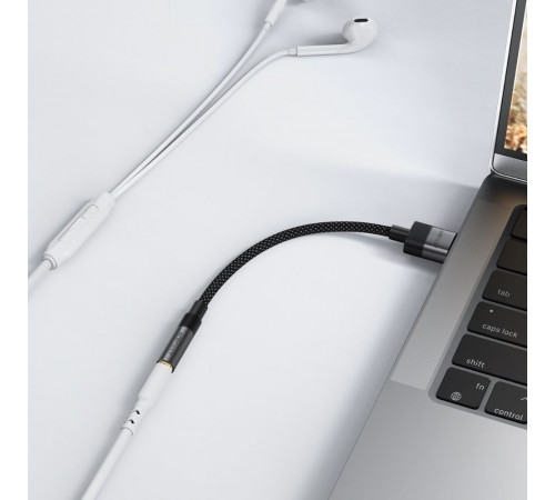 Аудіокабель ACEFAST J13 USB-A to 3.5mm female, nylon braid, 0.15m, Black (6974316285298)