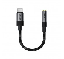 Аудіокабель ACEFAST J12 Type-C to 3.5mm female, nylon braid, 0,15m, Black (6974316285281)