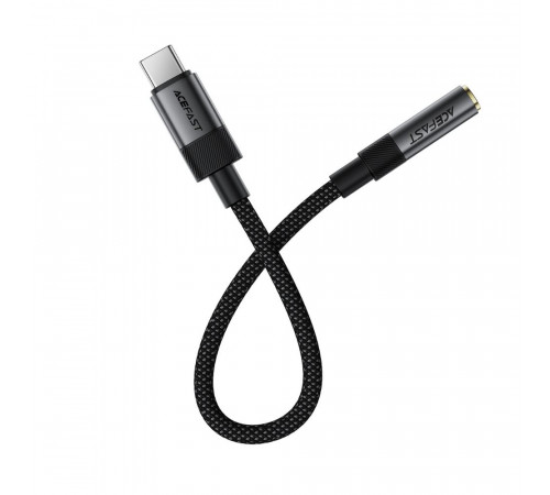 Аудіокабель ACEFAST J12 Type-C to 3.5mm female, nylon braid, 0,15m, Black (6974316285281)