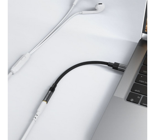 Аудіокабель ACEFAST J12 Type-C to 3.5mm female, nylon braid, 0,15m, Black (6974316285281)