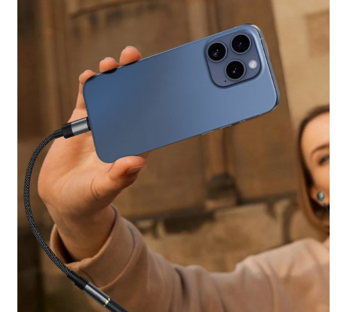 Аудіокабель ACEFAST J12 Type-C to 3.5mm female, nylon braid, 0,15m, Black (6974316285281)