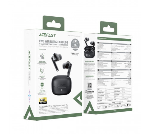 Бездротові навушники TWS ACEFAST W7,ENC, IPX4, Black (6974316285885)