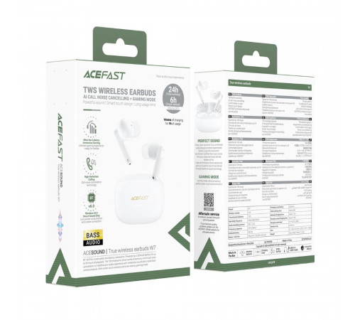 Бездротові навушники TWS ACEFAST W7,ENC, IPX4, White (6974316285892)