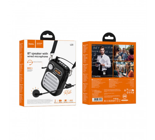 Портативна колонка з гарнітурою HOCO L23 Lemony speaker with wired microphone, 5W, Black (6942007672160)