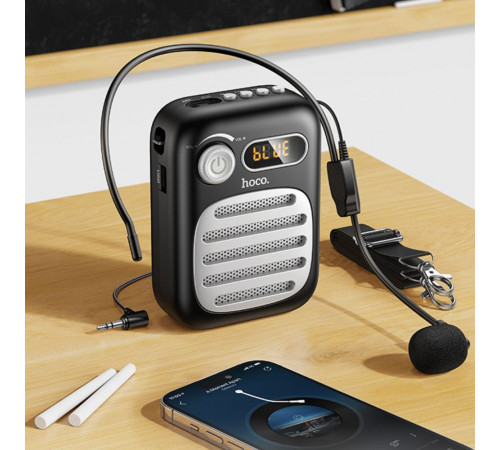 Портативна колонка з гарнітурою HOCO L23 Lemony speaker with wired microphone, 5W, Black (6942007672160)