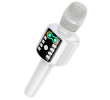 Портативна колонка-мікрофон HOCO L24 Shine karaoke microphone, 5W, White (6942007673778)
