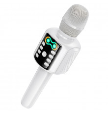 Портативна колонка-мікрофон HOCO L24 Shine karaoke microphone, 5W, White (6942007673778)