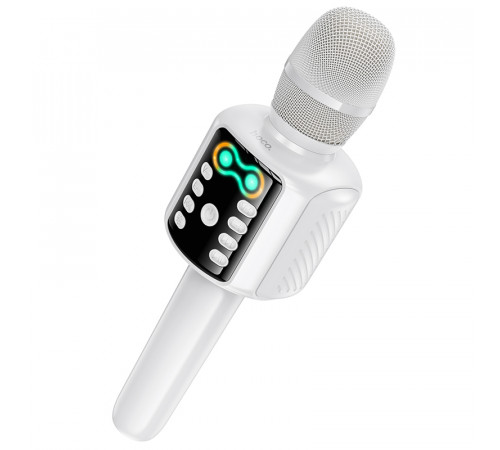 Портативна колонка-мікрофон HOCO L24 Shine karaoke microphone, 5W, White (6942007673778)