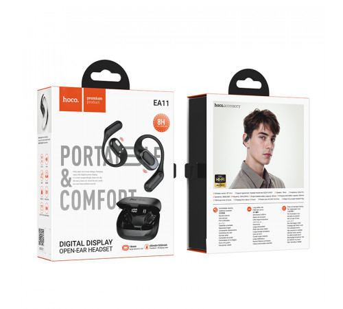 Бездротові навушники TWS HOCO EA11 Honey open true wireless, Black (6942007662680)