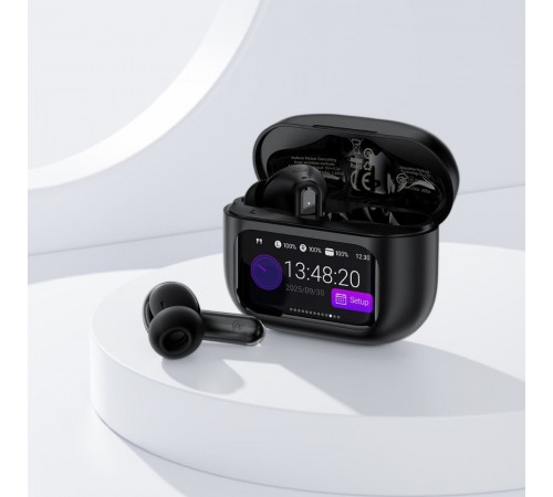 Бездротові навушники TWS ACEFAST W6 smart screen,ENC, IPX4, Black (6974316285687)