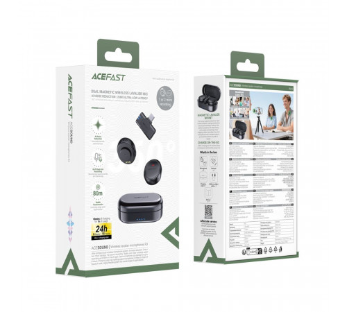Бездротова мікрофонна система ACEFAST R3 dual-mic (Type-C) Black (6974316285847)