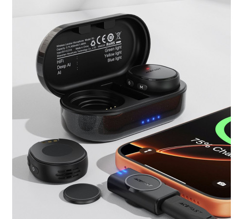 Бездротова мікрофонна система ACEFAST R3 dual-mic (Type-C) Black (6974316285847)