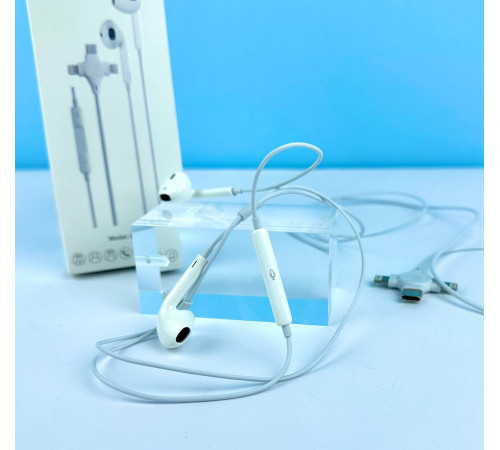 Навушники GL-183 Universal earphone 3in1 Lightning+Type-C (Bluetooth підключення)