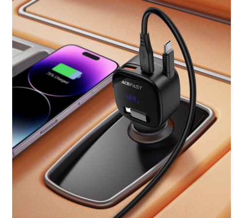 Автомобільний зарядний пристрій ACEFAST B17 95W car charger with telescopic cable Black (6974316285946)