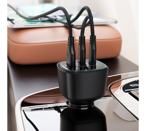 Автомобільний зарядний пристрій ACEFAST B18 200W(2USB-C+USB-A)fast car charger Black (6974316285953)