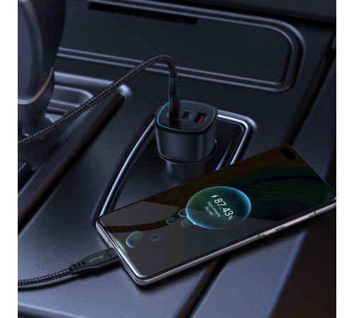 Автомобільний зарядний пристрій ACEFAST B18 200W(2USB-C+USB-A)fast car charger Black (6974316285953)