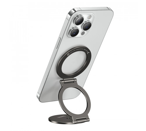 Автотримач для телефона HOCO H102 Whale magnetic ring holder(multi-scene) Metal Grey (6942007674478)