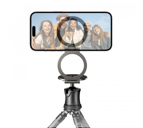 Автотримач для телефона HOCO H102 Whale magnetic ring holder(multi-scene) Metal Grey (6942007674478)