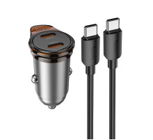 Автомобільний зарядний пристрій HOCO NZ16B Rigorous PD45W(2C) car charger set(C to C) metal grey (6942007644792)
