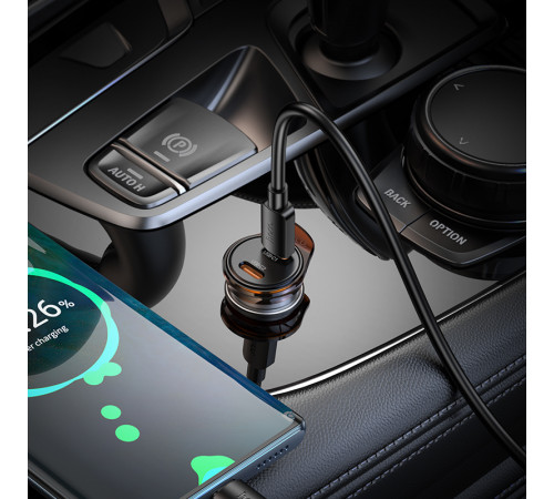 Автомобільний зарядний пристрій HOCO NZ16B Rigorous PD45W(2C) car charger set(C to C) metal grey (6942007644792)