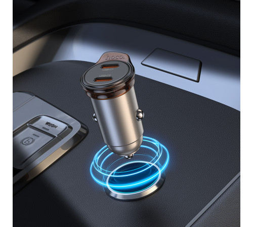 Автомобільний зарядний пристрій HOCO NZ16B Rigorous PD45W(2C) car charger set(C to C) metal grey (6942007644792)