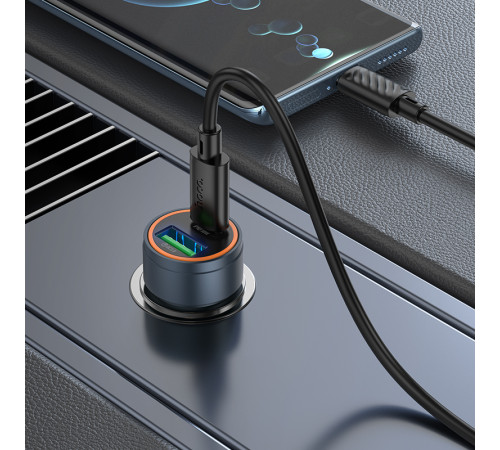 Автомобільний зарядний пристрій HOCO Z57A Glorious PD30W+QC3.0 car charger set(C to C) Metal Gray (6942007633147)
