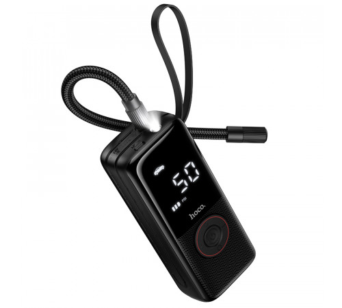 Автомобільний насос HOCO ZP18 Enlighten portable smart air pump Black (6942007673303)