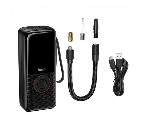 Автомобільний насос HOCO ZP18 Enlighten portable smart air pump Black (6942007673303)
