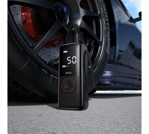 Автомобільний насос HOCO ZP18 Enlighten portable smart air pump Black (6942007673303)